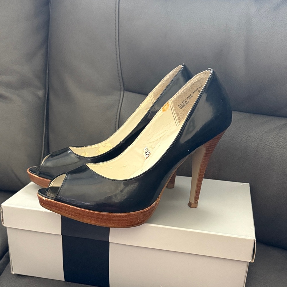 Mossimo Supply Co. Black and Brown Peep-Toe Heels
